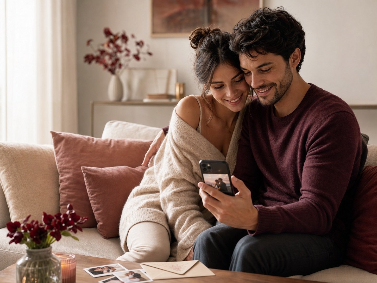 Casal observando uma página-surpresa criada na Memoriva